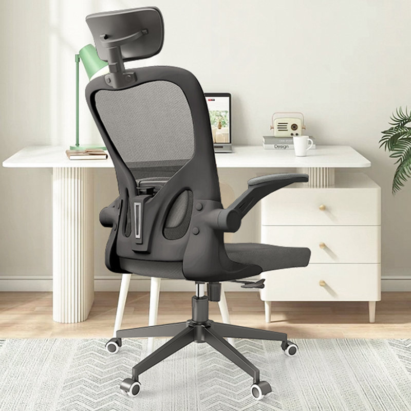 Cadell Ergonomic Office Chair Home Office Desk Chairs with Lumbar Support 3D Headrest and Flip Up Arms Rockable Swivel Black Black